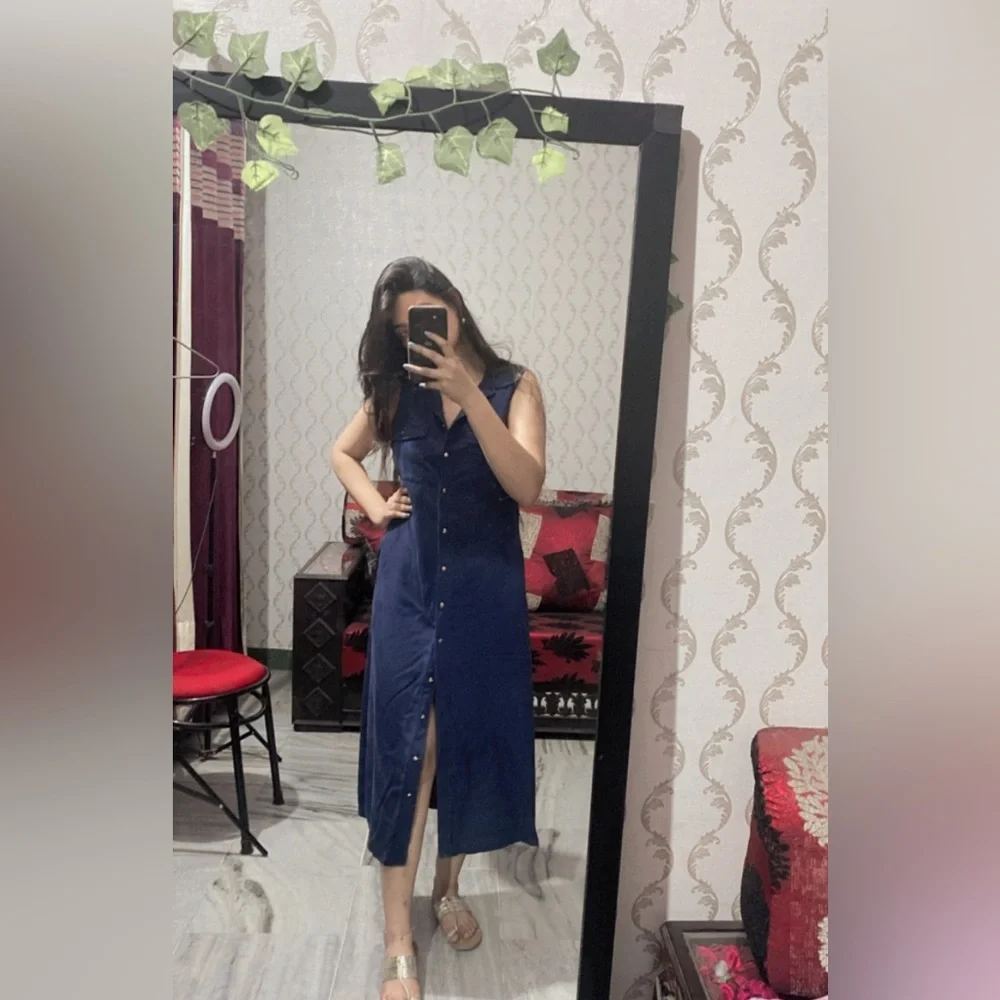 denim long dress( fade blue with white strands) - Picture 12 of 16